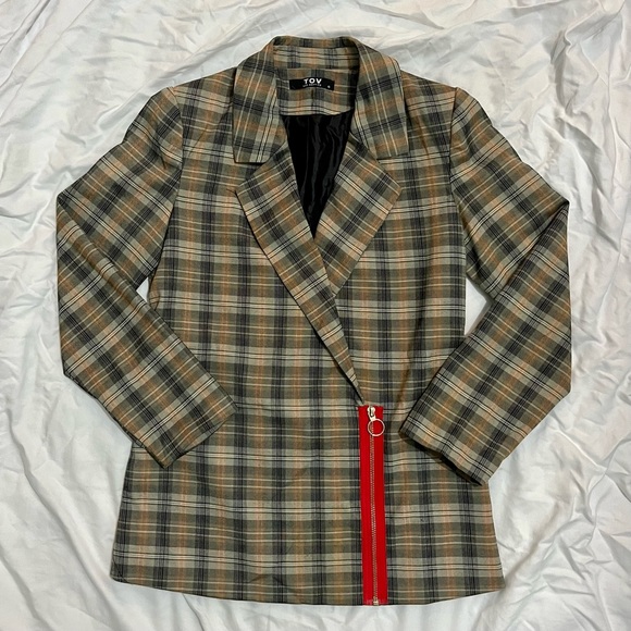 Vintage Orange Plaid Blazer - Picture 1 of 2